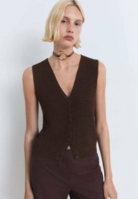 Mango - OPENWORK - Vest - chocolate Miniaturebillede 1
