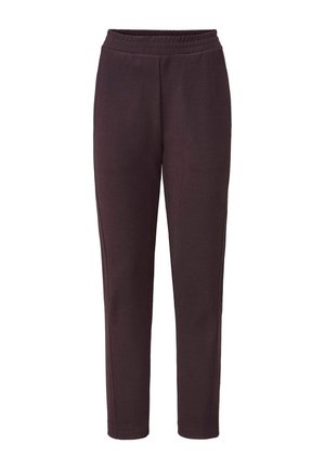 Donkerpaarse sweatpants met een flexibele tailleband. Gemaakt van zachte, gestructureerde stof. Beschikt over smalle benen en zijnaad voor een getailleerde uitstraling.