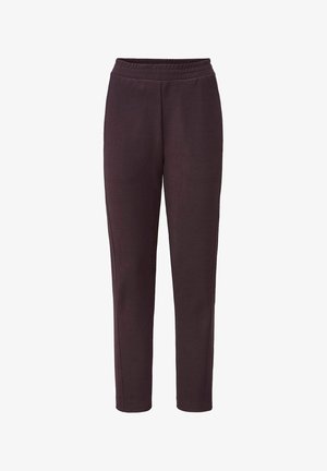 Donkerpaarse sweatpants met een flexibele tailleband. Gemaakt van zachte, gestructureerde stof. Beschikt over smalle benen en zijnaad voor een getailleerde uitstraling.