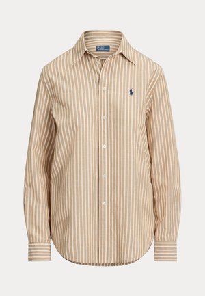 CLASSIC FIT STRIPED COTTON-LINEN SHIRT - Chemisier - classic camel/white
