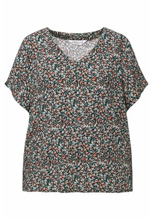 Studio Untold FLOWER V-AUSSCHNITT - T-Shirt print - black
