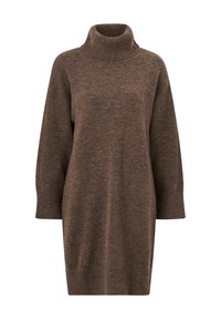 Brunstickad långärmad polotröja klänning med ribbade ärm- och nederkanter.