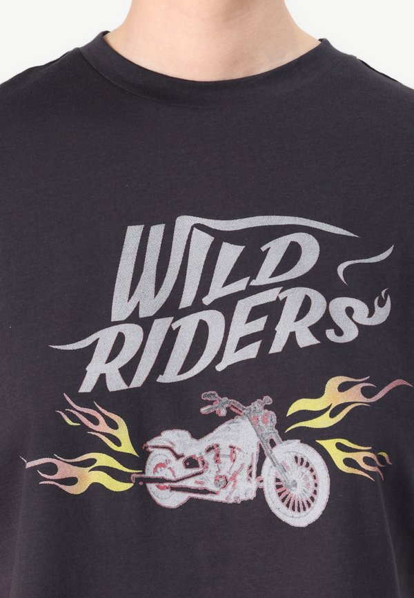 NMALENA O NECK SEMICROP - Print T-shirt - obsidian3