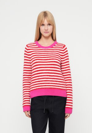 CASHSOFT CREW - Strickpullover - red/white