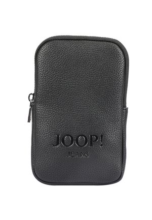Black textured leather pouch with zip closure, featuring embossed "JOOP! JEANS" logo on the front and a slim, rectangular design.