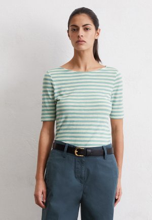 SHORT SLEEVE BOAT NECK STRIPED - Print T-shirt - multi  pure teal