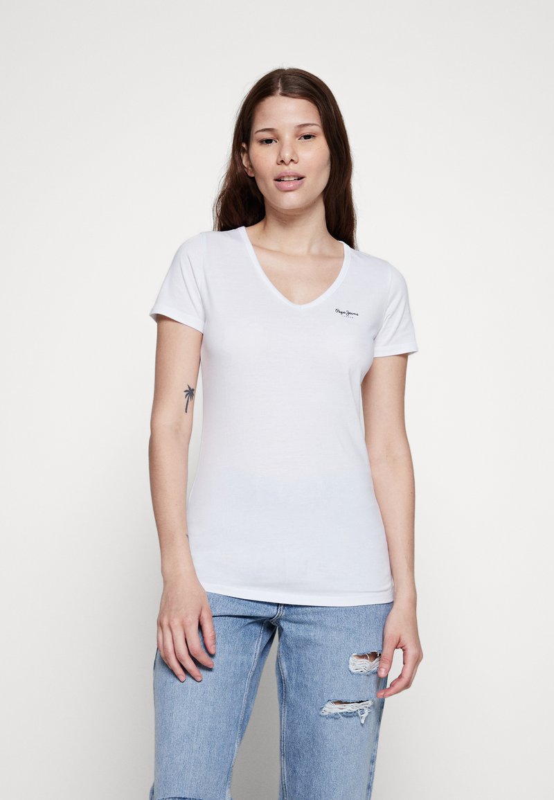 T-shirt Pepe Jeans Nouria Pour Fille - Col Rond, Manches Longues, Logo Strass - 100% Coton BCI, Coupe Confortable Et Moderne