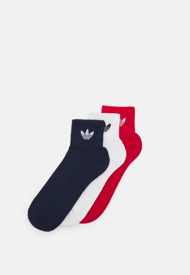 adidas Originals MID ANKLE UNISEX 3 PACK - Čarape - night indigo/white/better scarlet