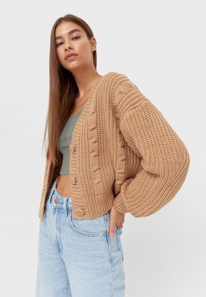 MIT ZOPFMUSTER - Cardigan - beige