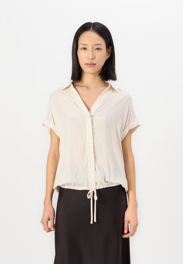 STRIPED SHORTSLEEVE - Button-down blouse - summer beige