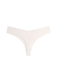 Witte stringonderbroek met een lage taille, gemaakt van een soepele stof. Voorzien van een minimalistisch logo aan de voorkant en strakke lijnen.