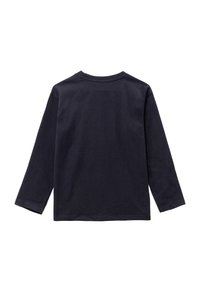 Langsleeve shirt in marineblauwe katoen. Klassiek ontwerp met ronde hals en rechte snit. Zachte textuur, geen zichtbare patronen of accenten.