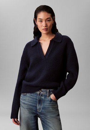 BOUCLE POLO SWEATER - Maglione - dark sapphire