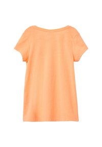 Korte mouwen T-shirt van effen lichtoranje katoen, met een ronde hals en een gladde textuur in een ontspannen pasvorm.