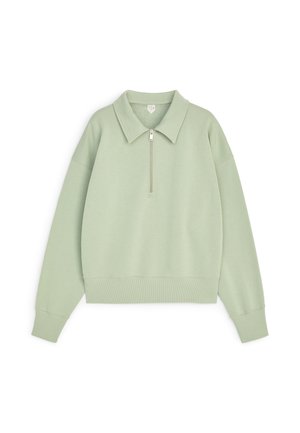 ARKET, ARKET HALF-ZIP POLO SWEATSHIRT - Sweatshirt - light green
