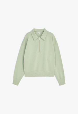 ARKET, ARKET HALF-ZIP POLO SWEATSHIRT - Sweatshirt - light green