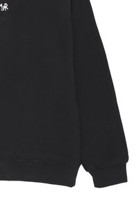 Felpa nera a maniche lunghe con polsini e fondo a costine, dotata di un piccolo logo in bianco vicino alla spalla sinistra.