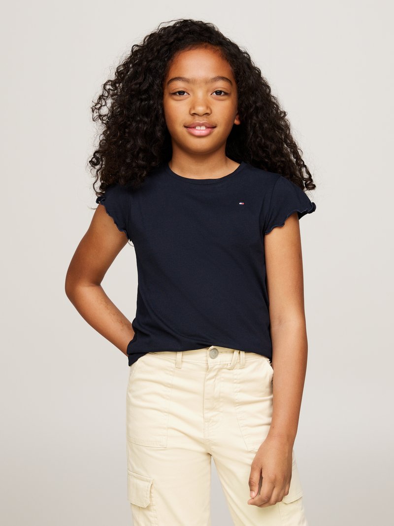 Tommy Hilfiger - ESSENTIAL RUFFLE SLEEVE - Camiseta básica - desert sky, Ampliar