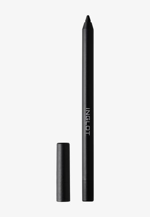 Crayon eye-liner noir avec le capuchon retiré, montrant la pointe, et le nom de la marque Inglot sur le corps du crayon.