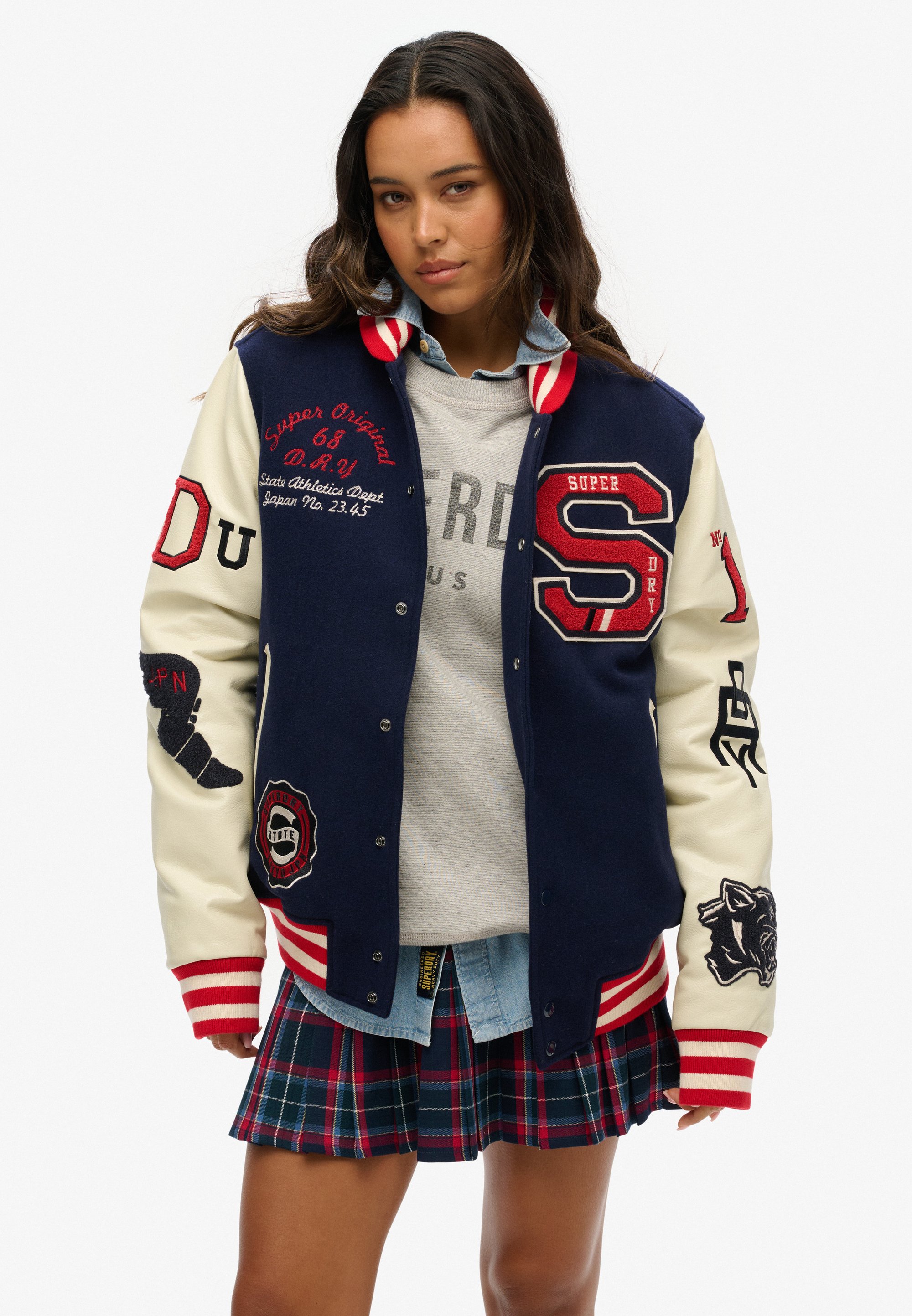 Superdry Co COLLEGE VARSITY PATCHED Bomberjacke atlantic