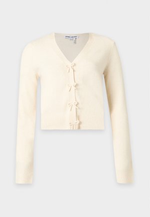 DKNY, V NECK SNAP FRONT BOW TIE - Ζακέτα - eggnog
