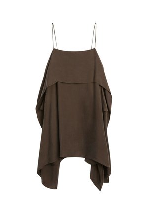 Massimo Dutti, STRAPPY MINI DRESS WITH RUFFLE DETAIL - Freizeitkleid - dark brown