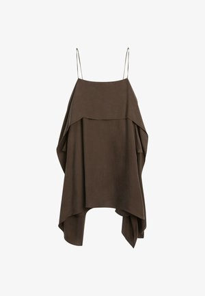 Massimo Dutti, STRAPPY MINI DRESS WITH RUFFLE DETAIL - Freizeitkleid - dark brown