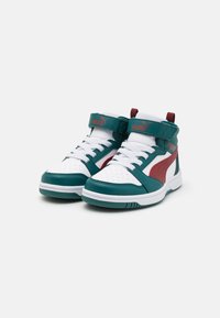 Puma REBOUND V6 MID UNISEX - Høye joggesko - cold green/alpine snow/intense red