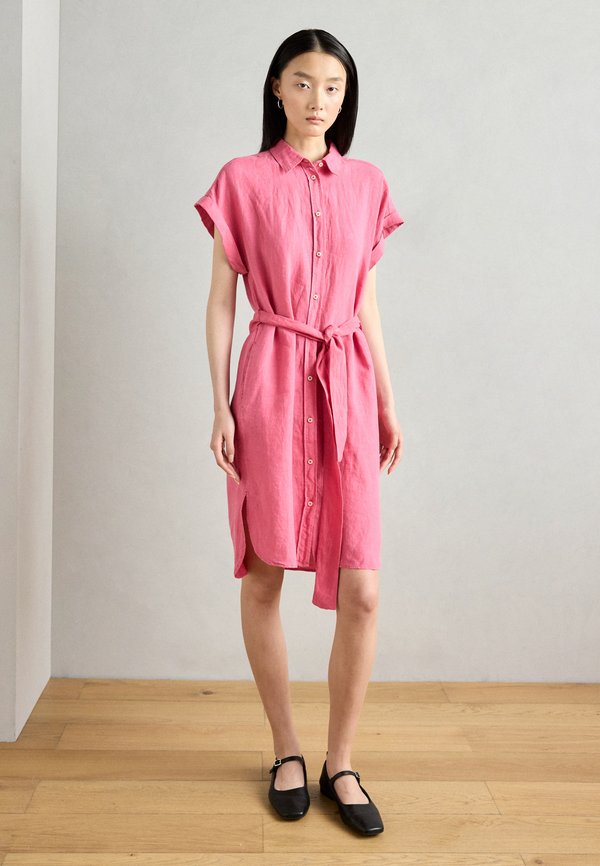 SHIRT DRESS SHORT LENGTH COLLAR BELT AT WAIST - Shirt dress