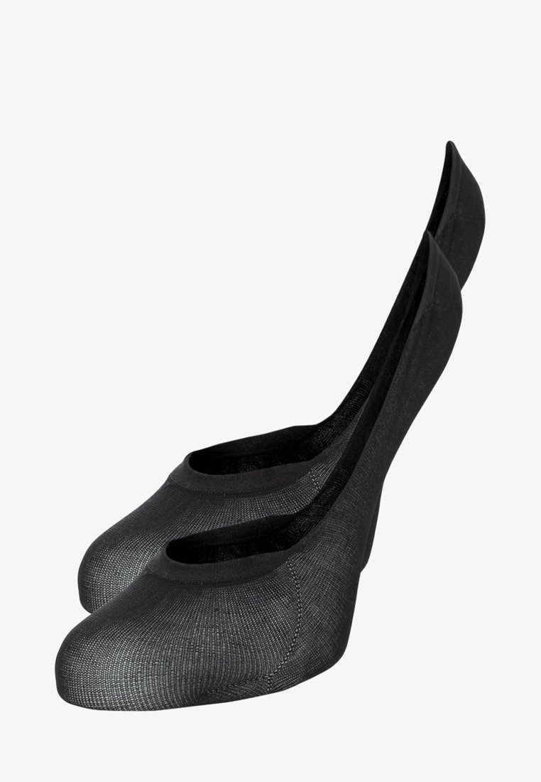 Pantofi ballerina negri, eleganți, cu o textură netedă, vârf rotunjit și design cu decupaj mic. Realizați dintr-un material elastic cu un luciu subtil.