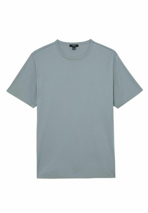 Lysegrå unisex t-shirt med korte ærmer og rund hals, lavet af glat stof, vist fladt på en hvid baggrund.