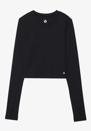 Even&Odd active ESSENTIAL FITTED CROPPED LONG SLEEVE SPORTS TOP - Maglietta a manica lunga - black