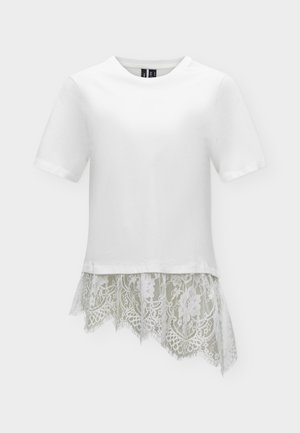 Vero Moda, VMBRIT SS O-NECK LACE T-SHIRT JRS - Μπλουζάκι με στάμπα - snow white