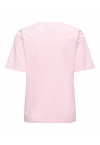 Lichtroze T-shirt met korte mouwen en een ronde hals, gemaakt van zachte katoen, met een effen achterkant en een ontspannen pasvorm.