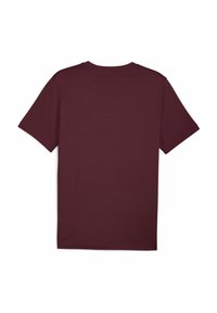 Bordeaux kortærmet t-shirt, bomuldsmateriale, rund hals, normal pasform, glat tekstur, uden grafik eller mønstre.