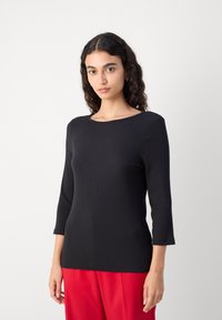 Marc O'Polo 3/4 SLEEVE FINE BINDING AT NECK - Långärmad tröja - black
