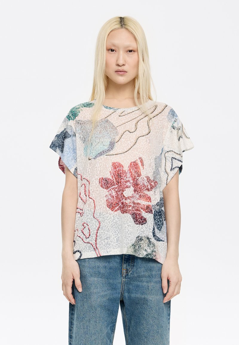 Bimba Y Lola DEVORÉ CAMALEÓN MARFIL - T-Shirt print - camaleon big marfil