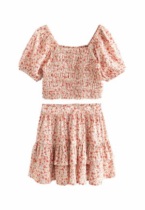 SET REGULAR FIT - A-linjekjol - soft orange ditsy