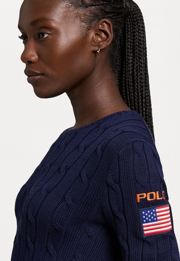 FLAG PATCH CABLE KNIT COTTON SWEATER - Jumper3