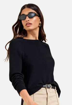 Friends Like These, CREW NECK STITCH DETAIL JUMPER - Svetrík - black