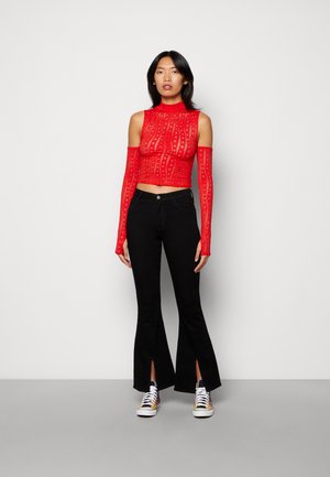High Rise Front Slit Flare - Vaqueros bootcut - black