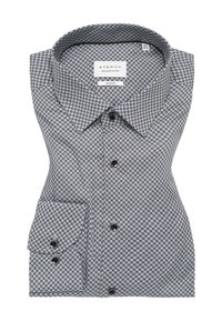 Eterna Slim-Fit-Hemd mit gemustertem Stoff in Schwarz und Weiß, einem klassischen Kragen und Knopfverschlüssen sowie einer Brusttasche.