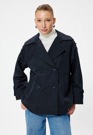 Double-Breasted Trench Coat - Blazer - dark blue