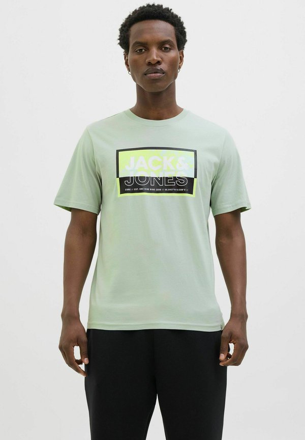 LOGO RUNDHALSAUSSCHNITT - T-Shirt print - aqua gray