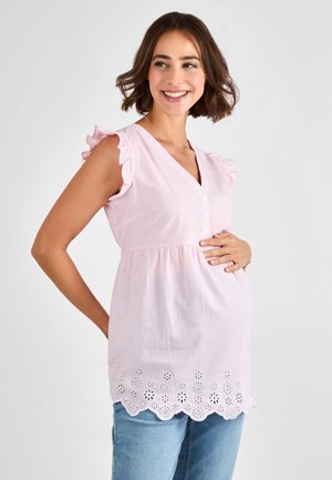JoJo Maman Bébé STRIPE BRODERIE - Blúzka - pink