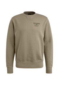 Beige sweatshirt gemaakt van een katoenmix, met een ronde hals, ribgebreide manchetten en een kleine grafische print op de borst.