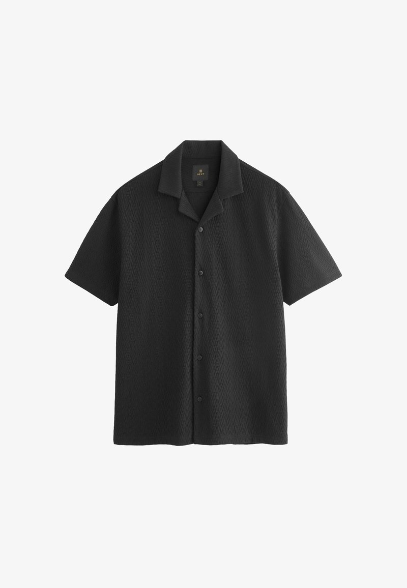 Next TEXTURED SHORT SLEEVE - Chemise - black zigzag
