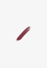 Burgunder læbeprodukt swatch, cremet tekstur, glat påføring, med en mat finish og subtil glans, vist på en hvid baggrund.