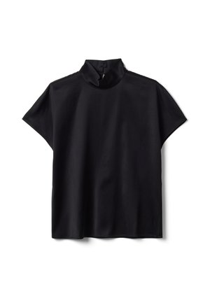 Stefanel, SHORT-SLEEVE BLOUSE WITH HIGH NECK. - Blusa - gunmetal
