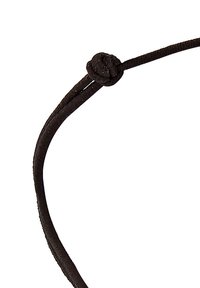 Svart rep med en texturerad yta och en knuten detalj. Designen har ett flexibelt och slitstarkt material, lämpligt för olika användningar.